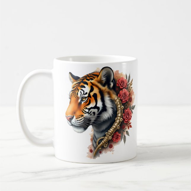 Steampunk Tiger med Ro. Kaffemugg (Vänster)