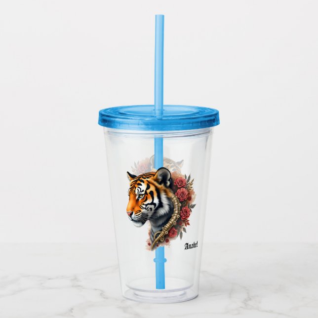 Steampunk Tiger med Ro. Take Away Mugg (Framsida)