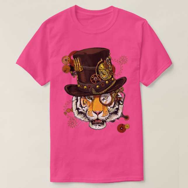 Steampunk Tiger Steampunk Tiger Djur älskare T Shirt (Design framsida)
