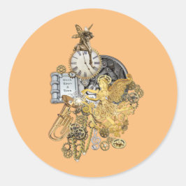 Steampunk time-biet runt klistermärke