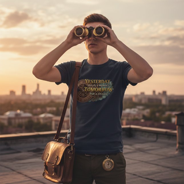 Steampunk Time Machine - Yesterday & Tomorrow Navy T Shirt (Skapare uppladdad)