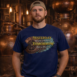 Steampunk Time Machine - Yesterday & Tomorrow Navy T Shirt