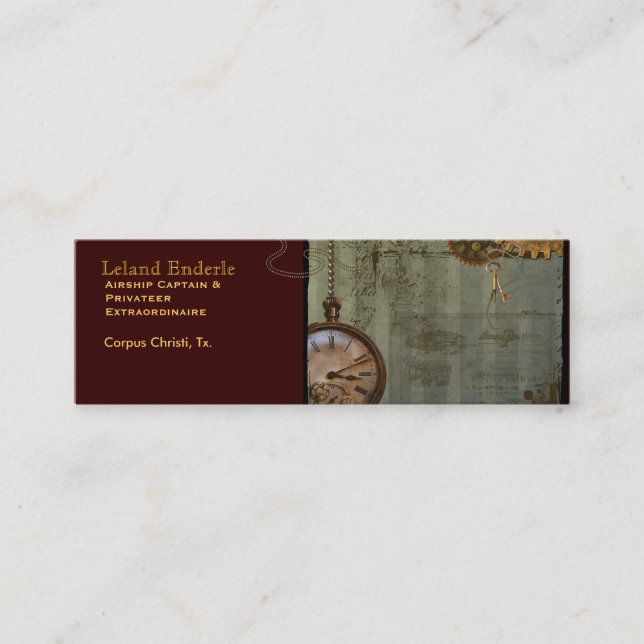 Steampunk Time Maskin Business Profile Card Mini Visitkort (Framsida)