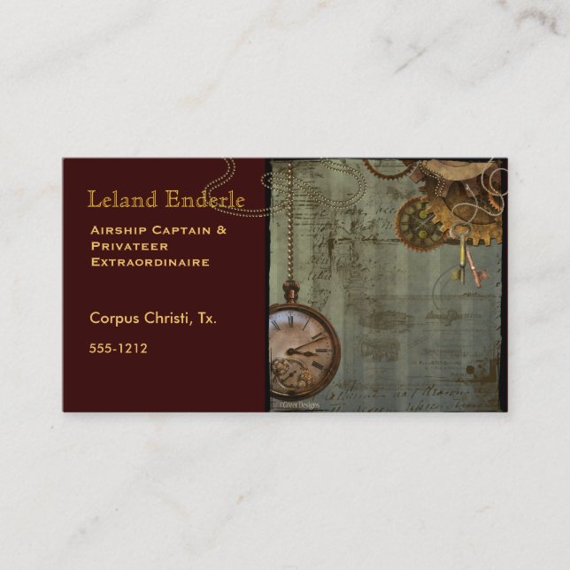 Steampunk Time Maskin Business Profile Card Visitkort (Framsida)