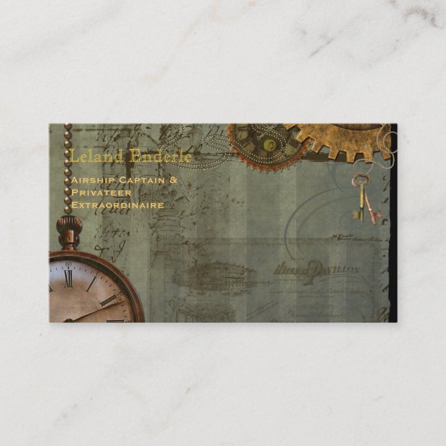 Steampunk Time Maskin Business Profile Card Visitkort (Framsida)