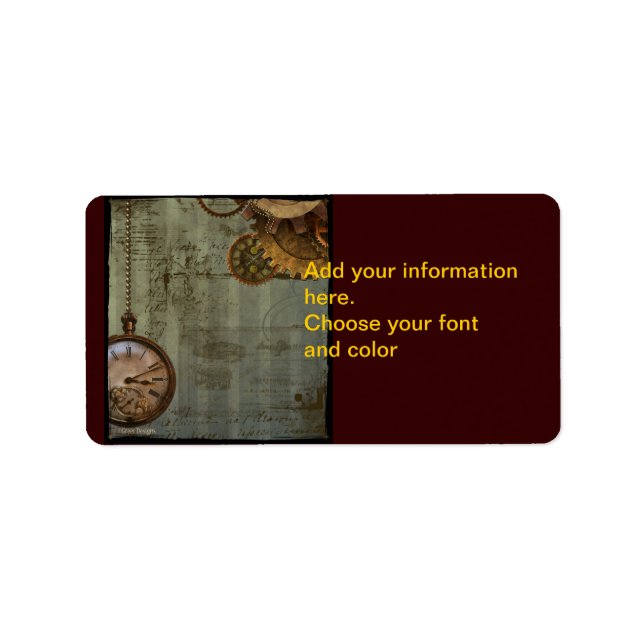 Steampunk Time Maskin Clock Labels Adressetikett (Framsidan)