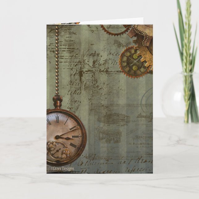 Steampunk Time Maskin Kort (Framsida)