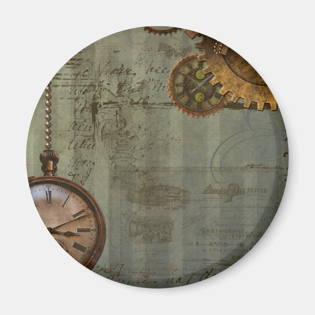 Steampunk Time Maskin Magnet (Framsidan)