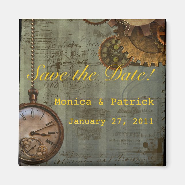 Steampunk Time Maskin Magnet (Framsidan)