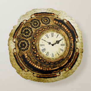 Steampunk Time maskin Rund Kudde