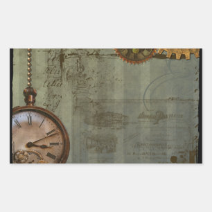 Steampunk Time Maskin Stickers Rektangulärt Klistermärke