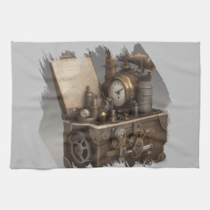 Steampunk Time Maskin - Vintage Treasure Chest Kökshandduk