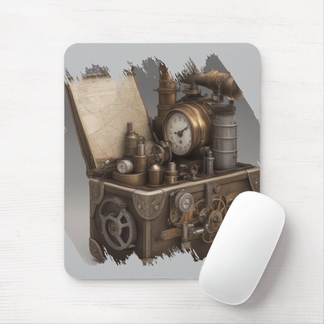Steampunk Time Maskin - Vintage Treasure Chest Musmatta (Med mus)