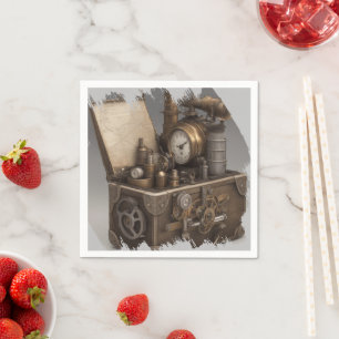 Steampunk Time Maskin - Vintage Treasure Chest Pappersservett