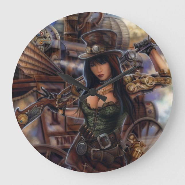Steampunk Time Traveler Clock! Stor Klocka (Framsida)