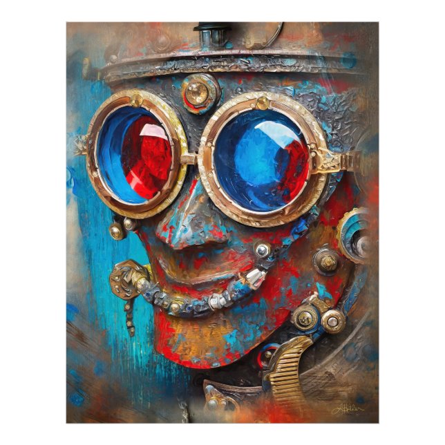Steampunk Tin Man Porträtt Fototryck (Framsidan)