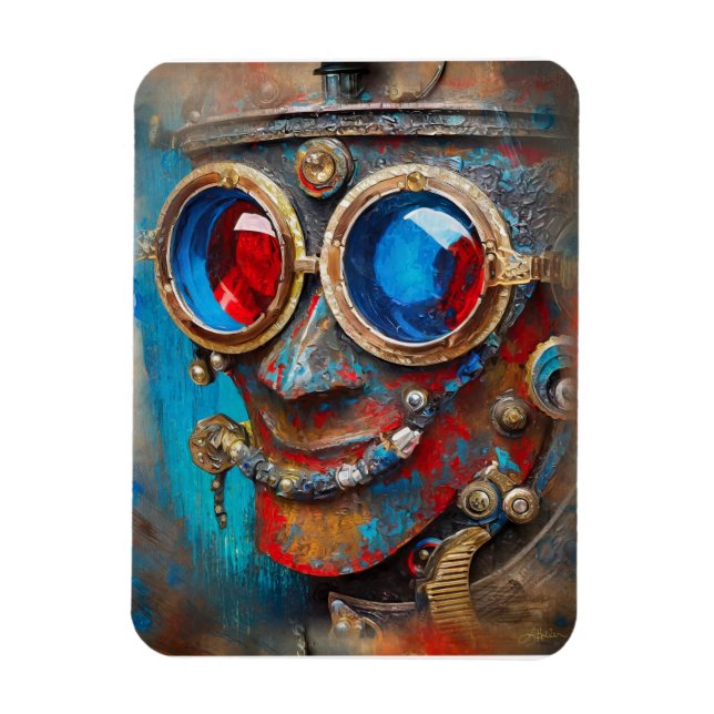 Steampunk Tin Man Porträtt Magnet (Vertikal)