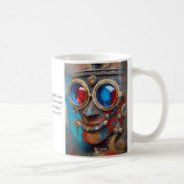 Steampunk Tin Man Porträtt med citat Kaffemugg (Höger)