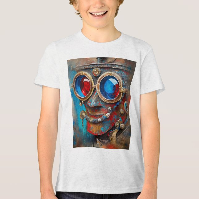 Steampunk Tin Man Porträtt T Shirt (Framsida)