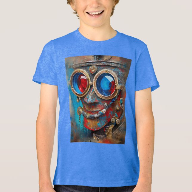 Steampunk Tin Man Porträtt T Shirt (Framsida)