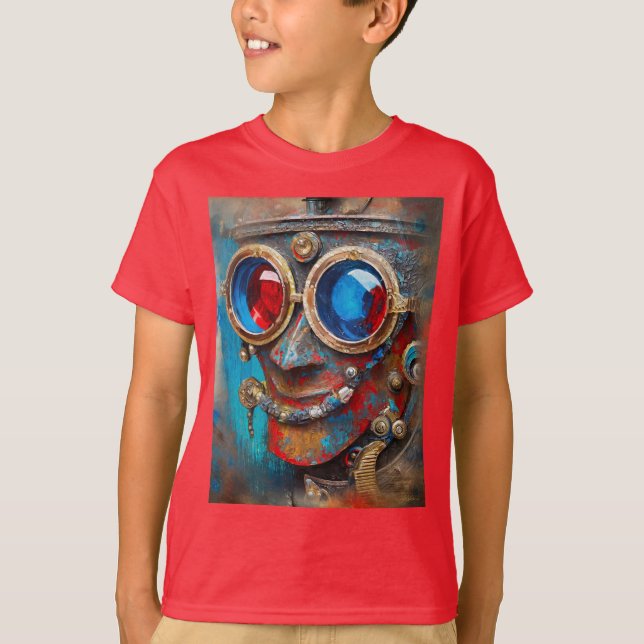 Steampunk Tin Man Porträtt T Shirt (Framsida)