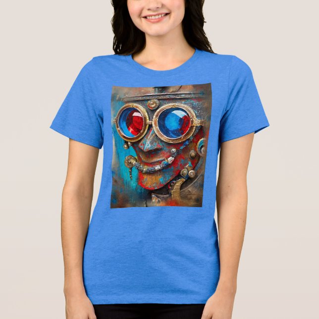 Steampunk Tin Man Porträtt T Shirt (Framsida)