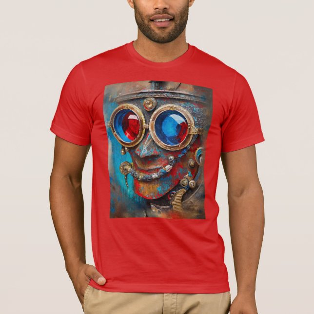 Steampunk Tin Man Porträtt T Shirt (Framsida)