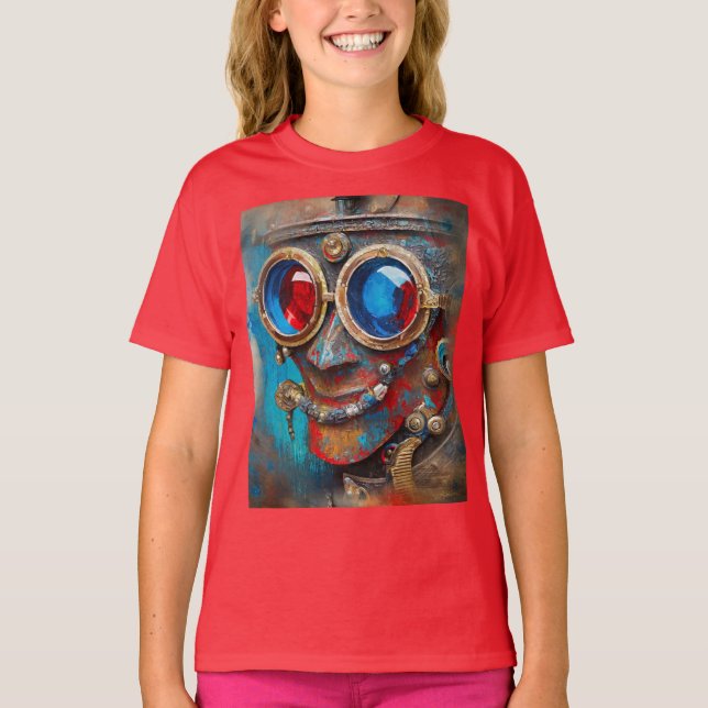 Steampunk Tin Man Porträtt T Shirt (Framsida)