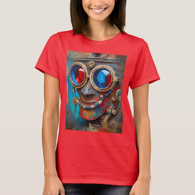 Steampunk Tin Man Porträtt T Shirt (Framsida)