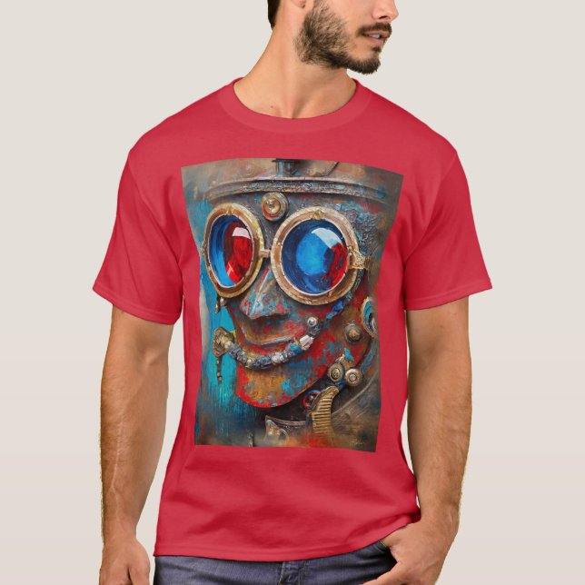 Steampunk Tin Man Porträtt T Shirt (Framsida)