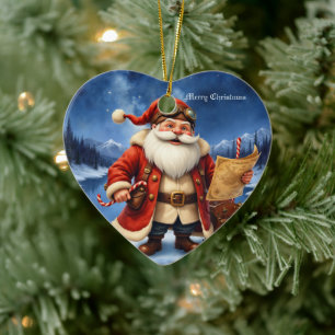 Steampunk Tomte – Vintage Juläventyr Julgransprydnad Keramik