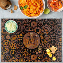 Steampunk Toppen Colorful Rusty Gears Monogram