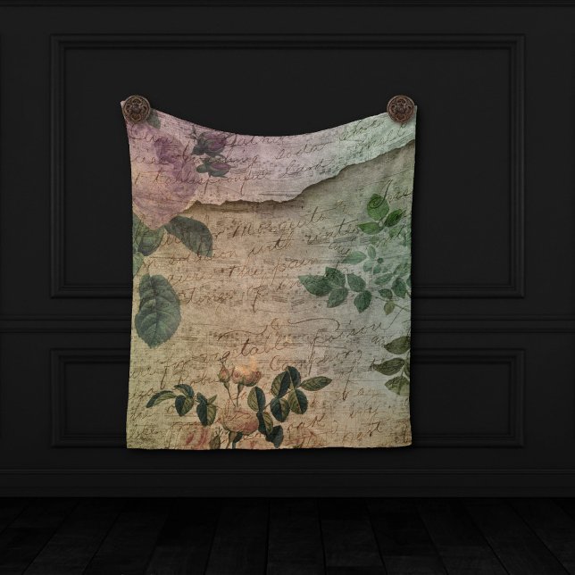 Steampunk Torn Ro | Vintage Distress Ephemera Fleecefilt (Skapare uppladdad)
