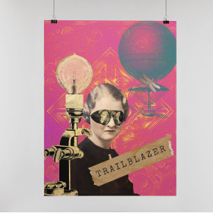 Steampunk Trailblazer Funky Collage Art Skriv ut Poster