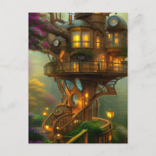 Steampunk Treehouse Observatory Vykort