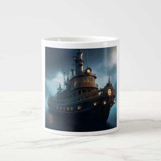 Steampunk Tug Boat Jumbo Mugg (Framsidan)