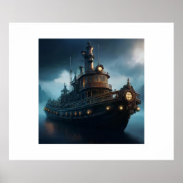 Steampunk Tug Boat Poster