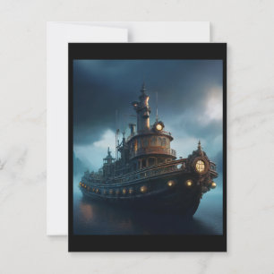 Steampunk Tugboat på en Cloudy Day Mousepad Vykort