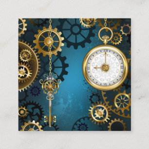 Steampunk turkos Bakgrund med kugghjul Tilläggskort