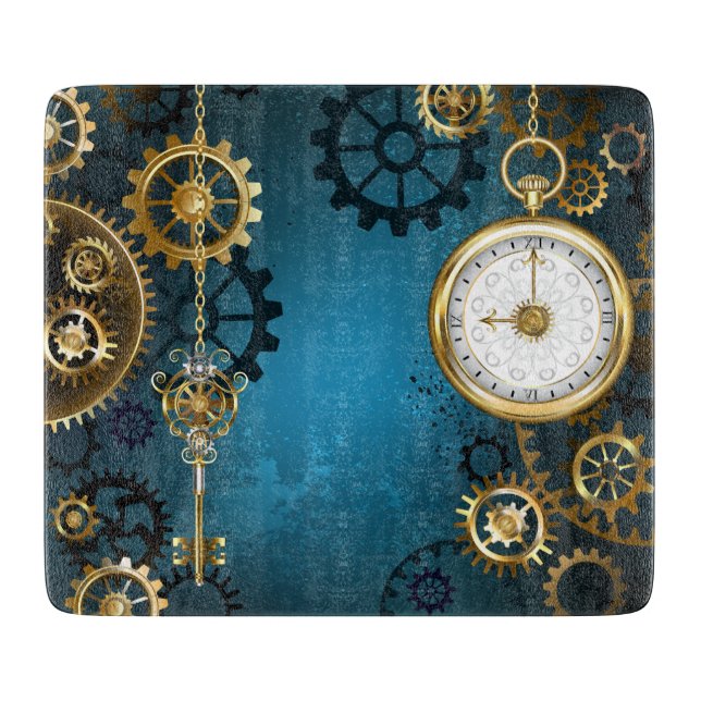 Steampunk turkos Bakgrund med växlar (Framsidan)