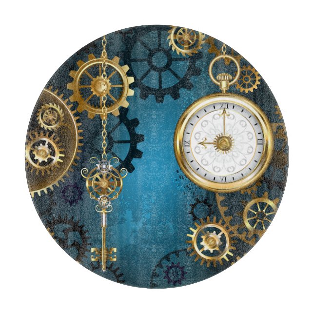 Steampunk turkos Bakgrund med växlar (Framsidan)