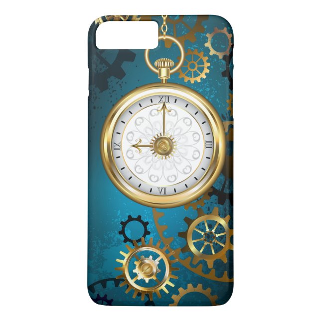 Steampunk turkos Bakgrund med växlar Case-Mate iPhone Skal (Baksida)