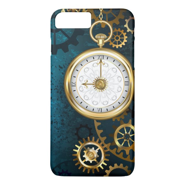 Steampunk turkos Bakgrund med växlar Case-Mate iPhone Skal (Baksida)