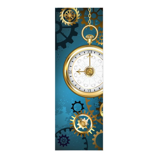 Steampunk turkos Bakgrund med växlar Fototryck (Framsidan)