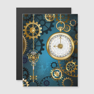 Steampunk turkos Bakgrund med växlar Magnetisk Inbjudningskort