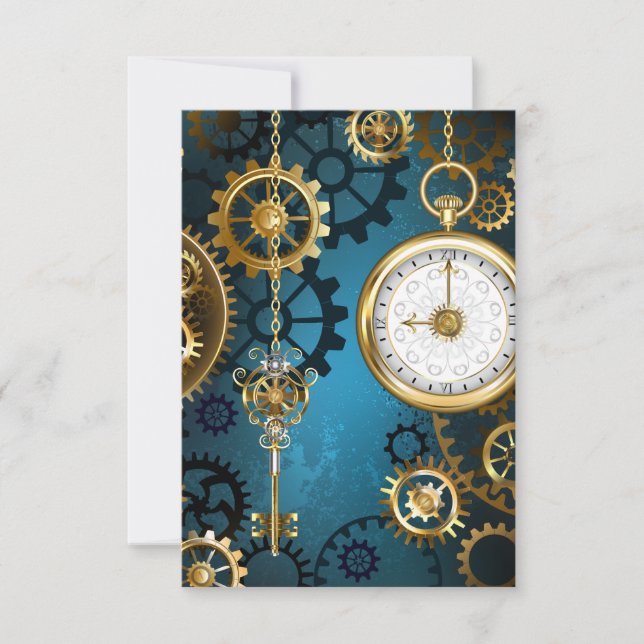 Steampunk turkos Bakgrund med växlar OSA Kort (Framsida)