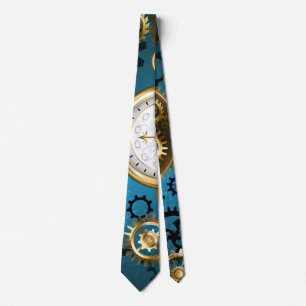 Steampunk turkos Bakgrund med växlar Slips