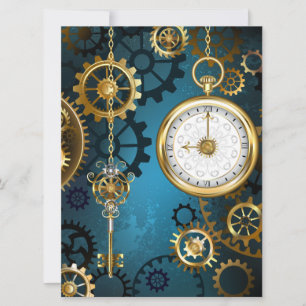 Steampunk turkos Bakgrund med växlar Spara Datumet