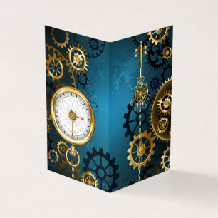 Steampunk turkos Bakgrund med växlar Visitkort