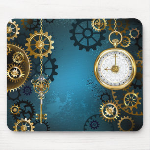 Steampunk turquoise Background with Gears Musmatta